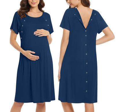 Ekouaer Women’s Nursing/Delivery/Labor/Hospital Nightdress Short Sleeve Maternity Nightgown with Button S-XXL