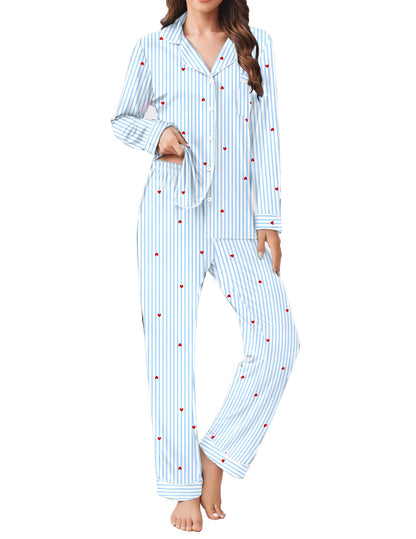 Ekouaer Womens Pajamas Set Button Down Long Sleeve Top & Pants Lounge Sets