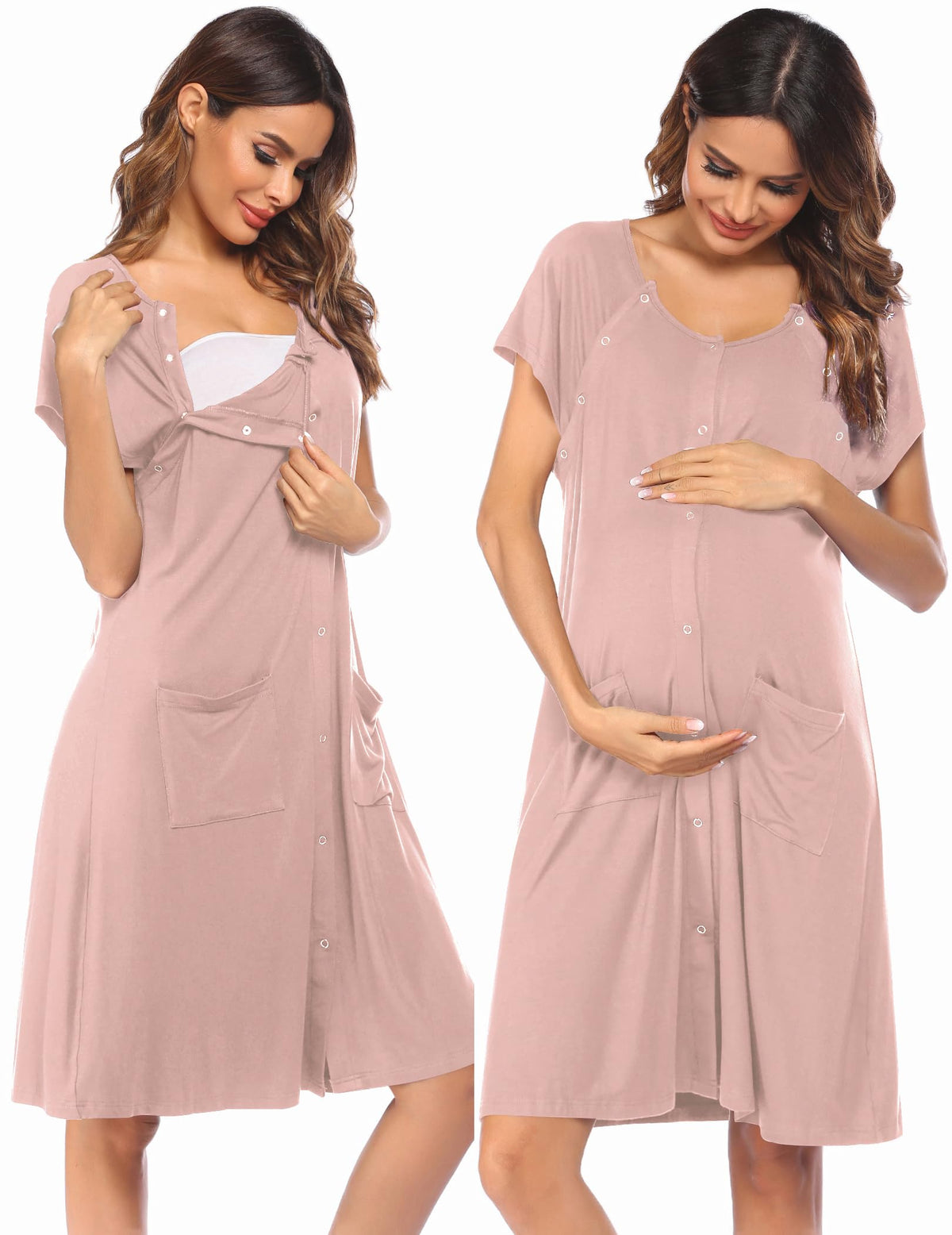 Ekouaer Labor Delivery Gown Nursing Braeastfeeding Dress Maternity Clothes