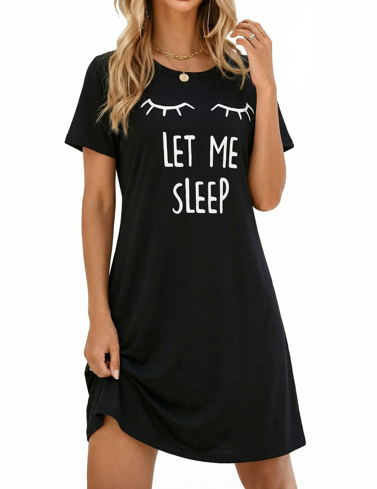 Ekouaer Nightgowns for Women Short Sleeve Night Dress Printed Sleepwear