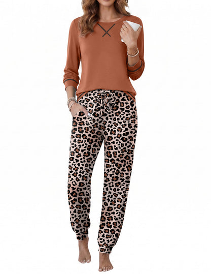 Ekouaer Pajamas for Women Set Long Sleeve Top and Jogger Pants Lounge Sets