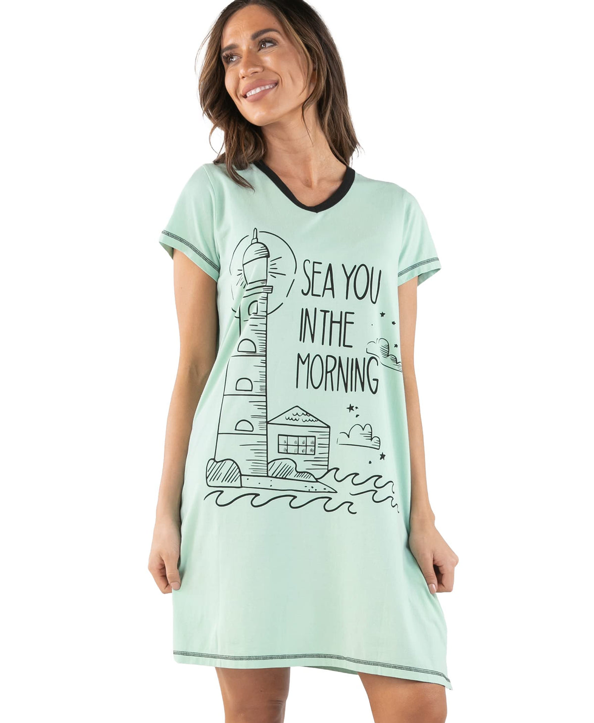 Lazy One Women's Novelty Cotton Nightgown, Cute V-neck Womens Sleep Shirts