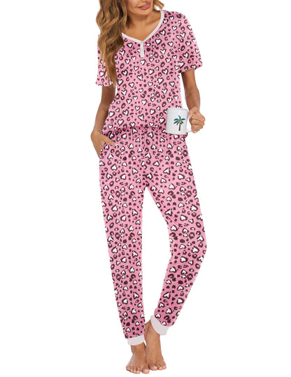Ekouaer Pajamas for Women Set 2 Piece Short Sleeve Fall Pjs with Pockets
