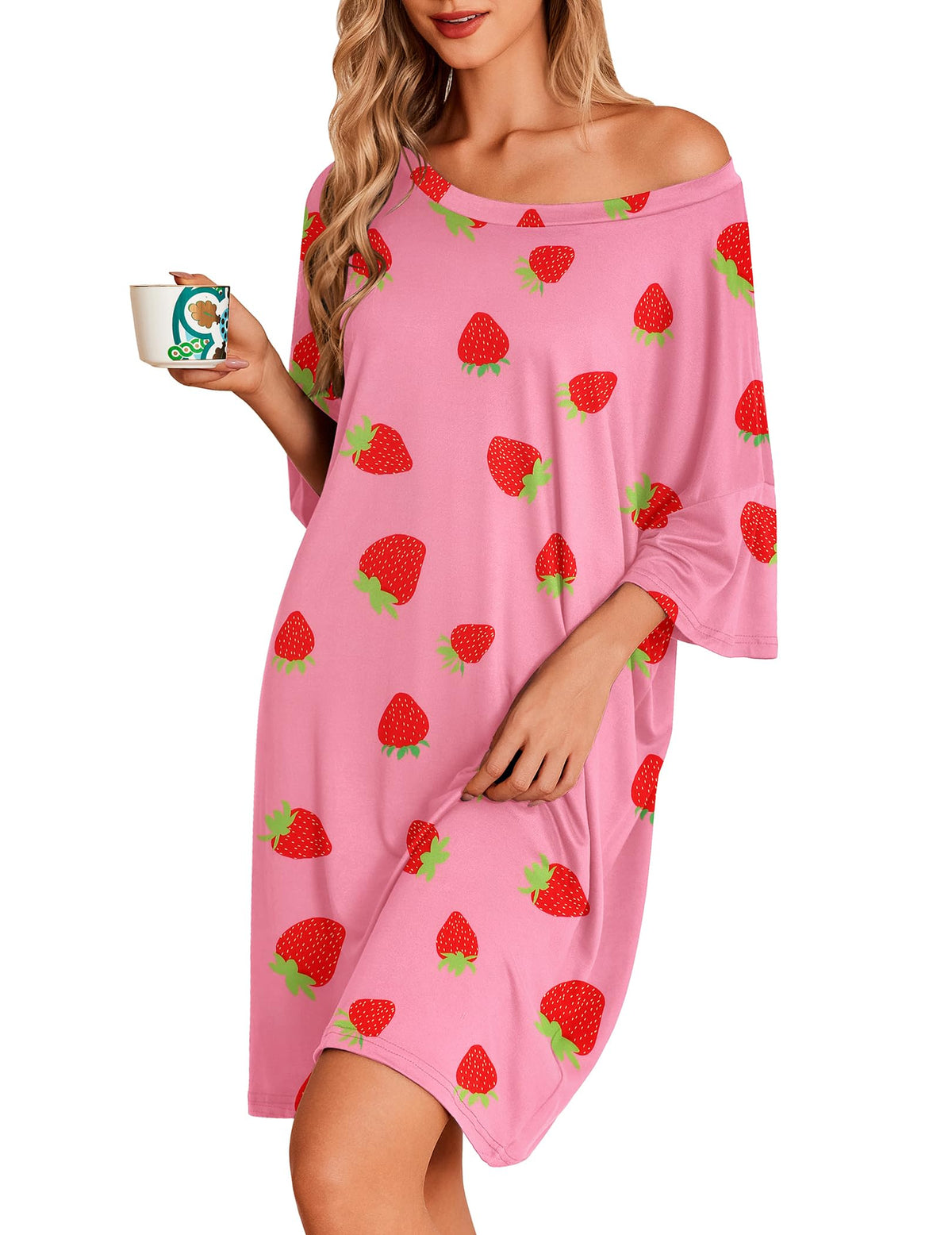 Ekouaer Plus Size Nightgown for Women Oversized Sleep Shirt Sleepwear S-5XL