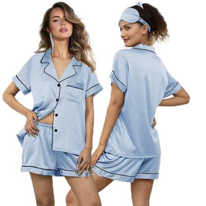 WJing Yi Jia 5Pcs Womens Soft Satin Pajama Set XS-4XL Button-Down Silk Pajamas Floral Sleepwear Bridal Pjs Lounge Pj Sets