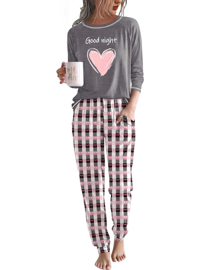 Ekouaer Women Pajama Sets Jogger Sleepwear Printed Lounge Set with Pockets