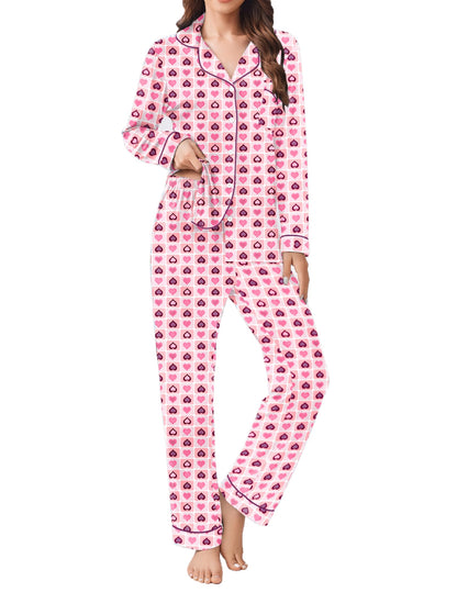 Ekouaer Womens Pajamas Set Button Down Long Sleeve Top & Pants Lounge Sets