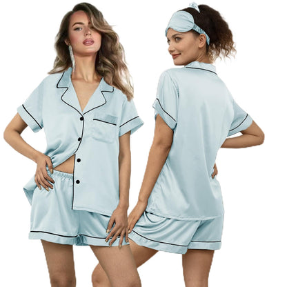 WJing Yi Jia 5Pcs Womens Soft Satin Pajama Set XS-4XL Button-Down Silk Pajamas Floral Sleepwear Bridal Pjs Lounge Pj Sets