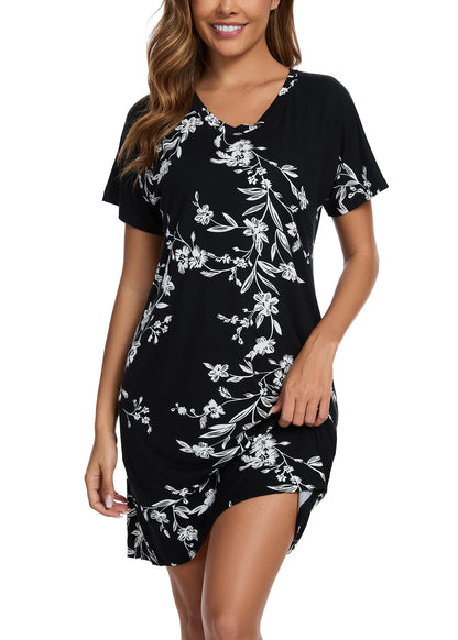 Nightgowns for Women Soft Cotton Sleep Shirts Short Sleeve Sleepwear