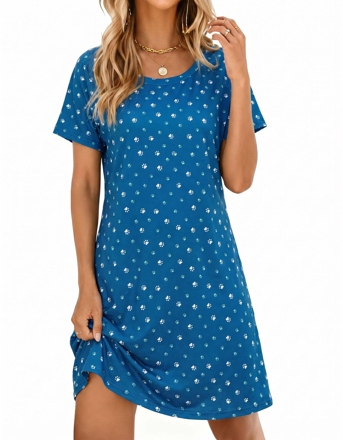 Ekouaer Nightgowns for Women Short Sleeve Night Dress Printed Sleepwear