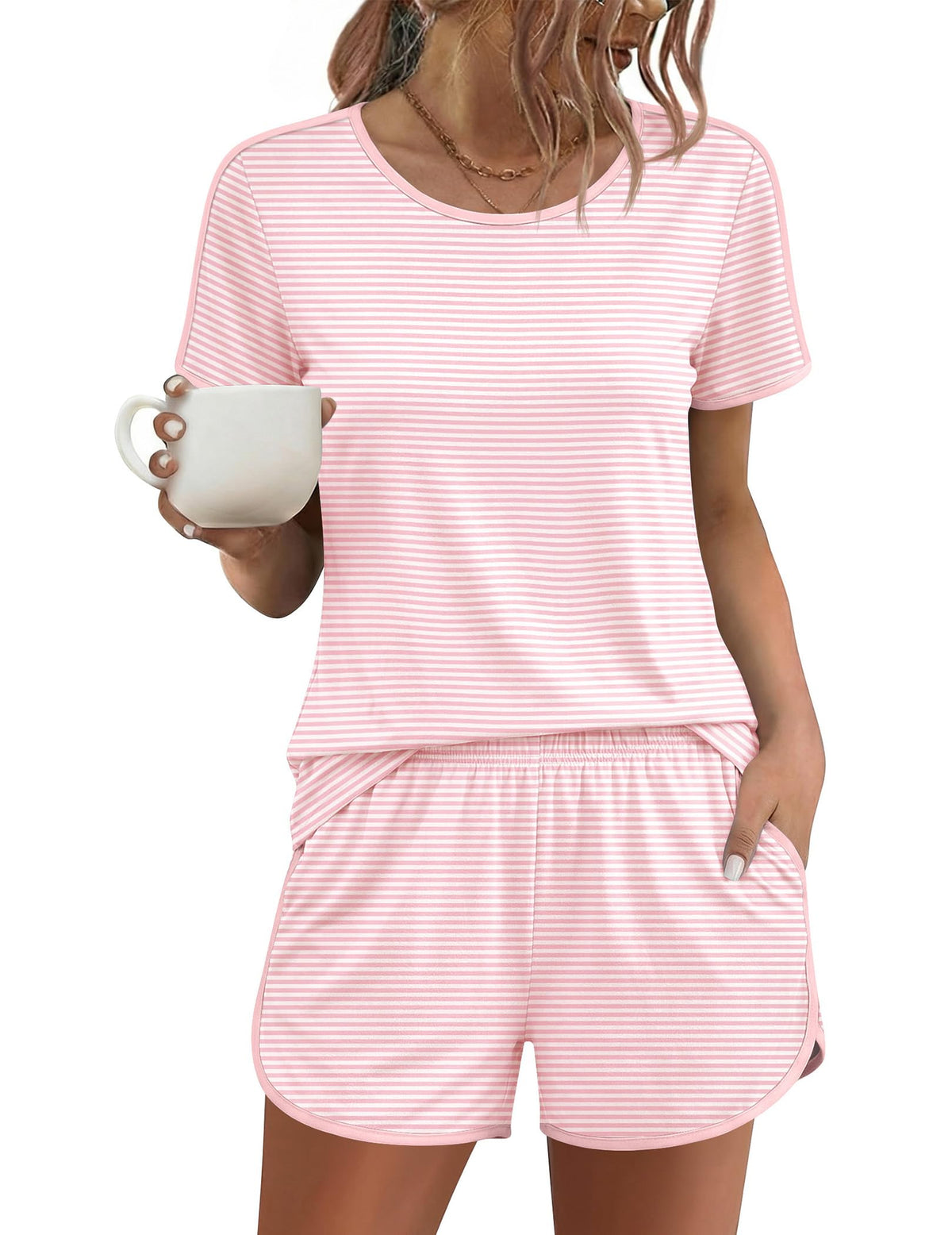 Ekouaer Womens Pajama Sets 2 Piece Soft Sleepwear Summer Lounge Sets S-XXL