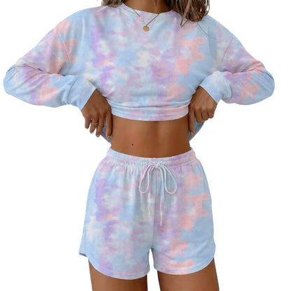 Ekouaer Womens Pajama Sets Long Sleeve Top and Shorts Lounge Set Sleepwear