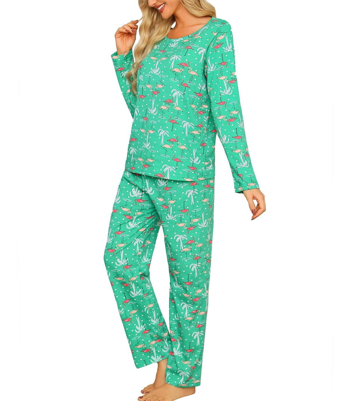 ENJOYNIGHT Womens Pajama Set Cotton Pjs Long Sleeve Sleepwear with Pockets