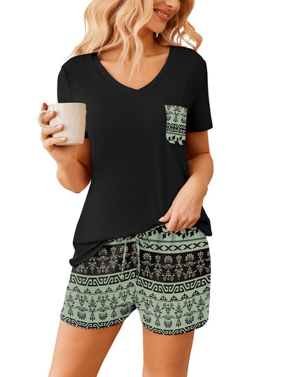 Ekouaer Womens Pajama Sets Shorts Soft 2 Piece Lounge Set with Chest Pocket