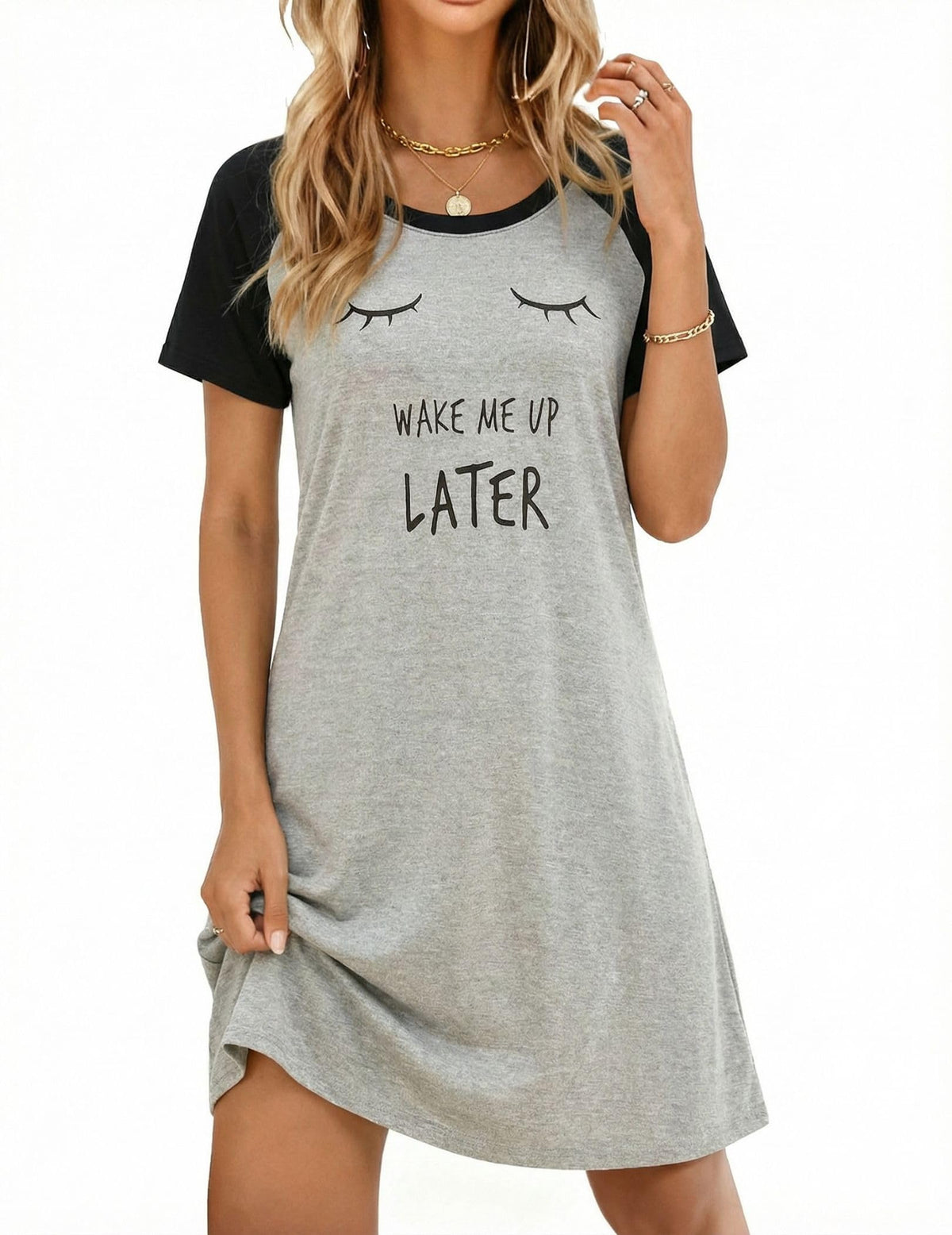 Ekouaer Nightgowns for Women Short Sleeve Night Dress Printed Sleepwear