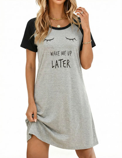 Ekouaer Nightgowns for Women Short Sleeve Night Dress Printed Sleepwear
