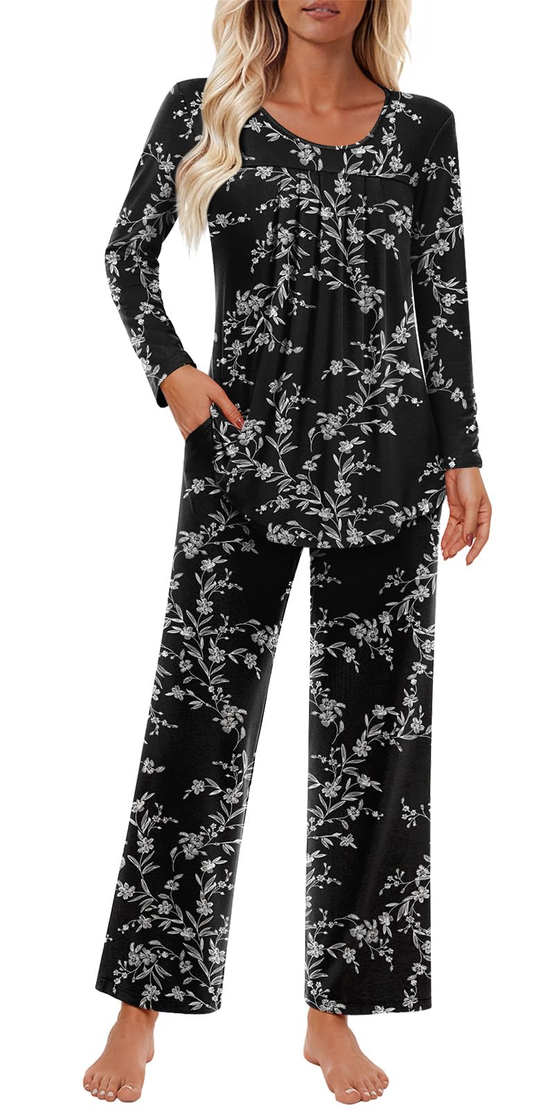 Findsweet Pajama Sets Women 2 Piece Long Sleeve Lounge Pj Sets Fall Outfits
