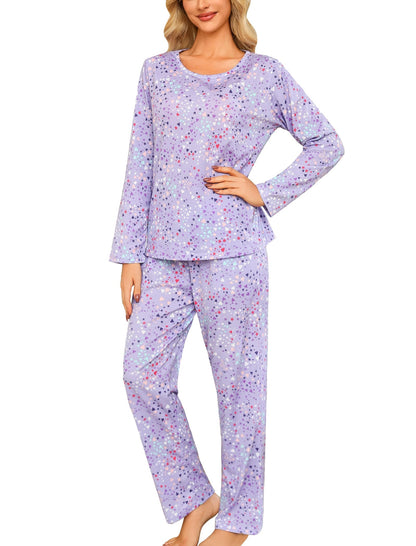 ENJOYNIGHT Womens Pajama Set Cotton Pjs Long Sleeve Sleepwear with Pockets