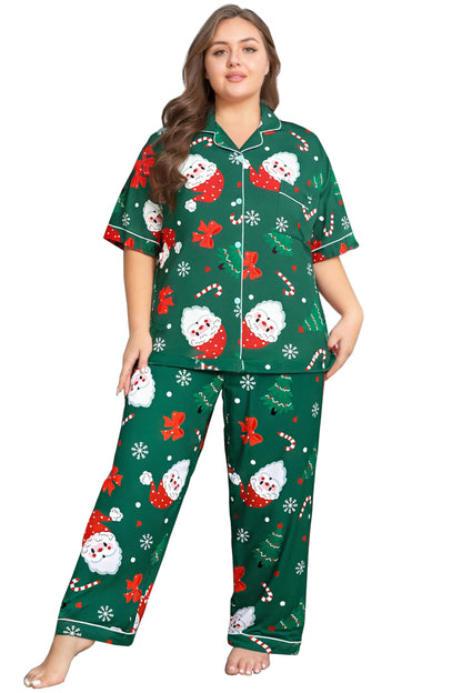 Vozanet Women's Plus Size Pajamas Button Down Shirt and Pants Soft Lounge Sets Bride Nighty Bottom with Pockets 1x to 5x