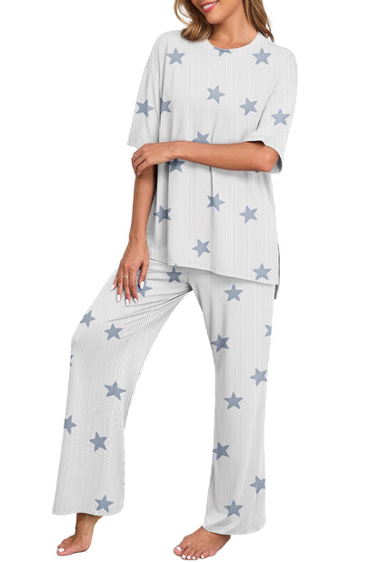 PrinStory Pajamas for Women Soft Pjs Lounge Set S-4XL