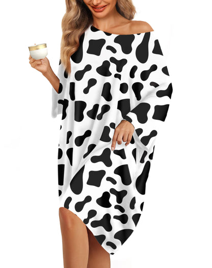 KFUBUO Plus Size Nightgowns for Women Oversized Sleep Tshirts Dress Short Sleeves Sleepwear With Pocket Fit S-5XL