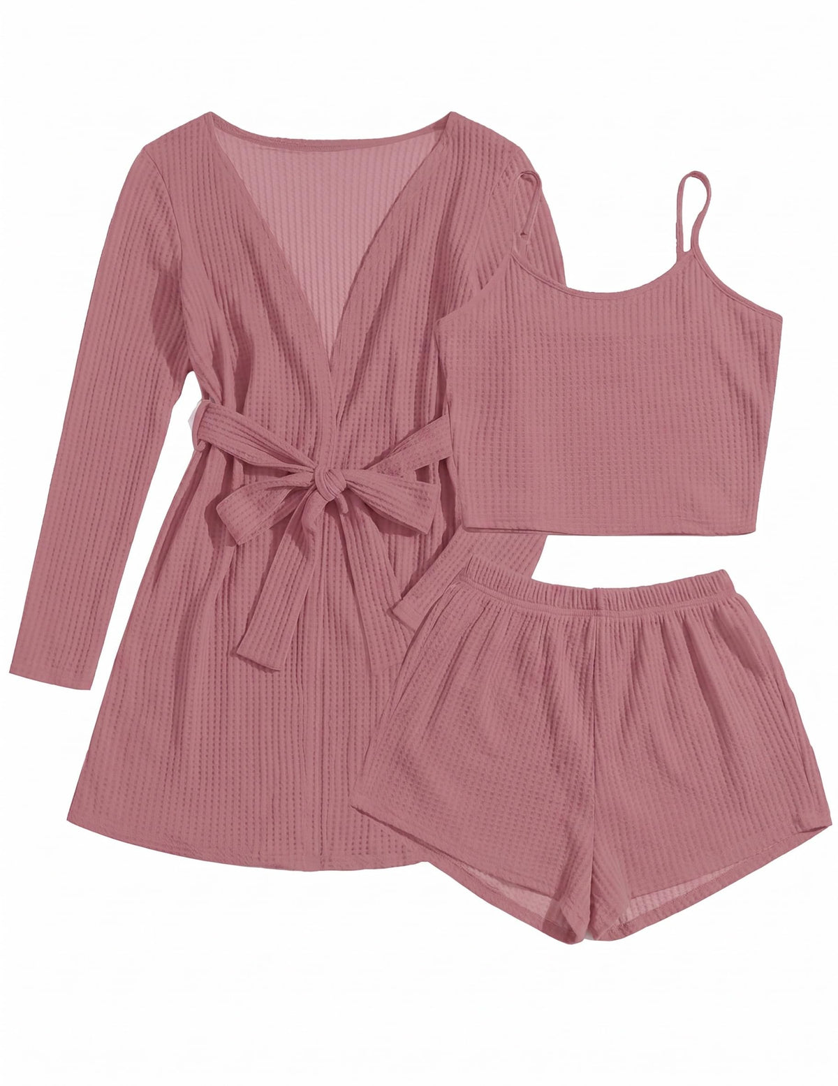 Ekouaer Pajamas for Women Set 3 Piece Soft Waffle Knit Loungewear Outfit