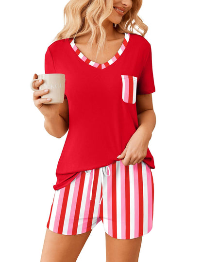 Ekouaer Womens Pajama Sets Shorts Soft 2 Piece Lounge Set with Chest Pocket
