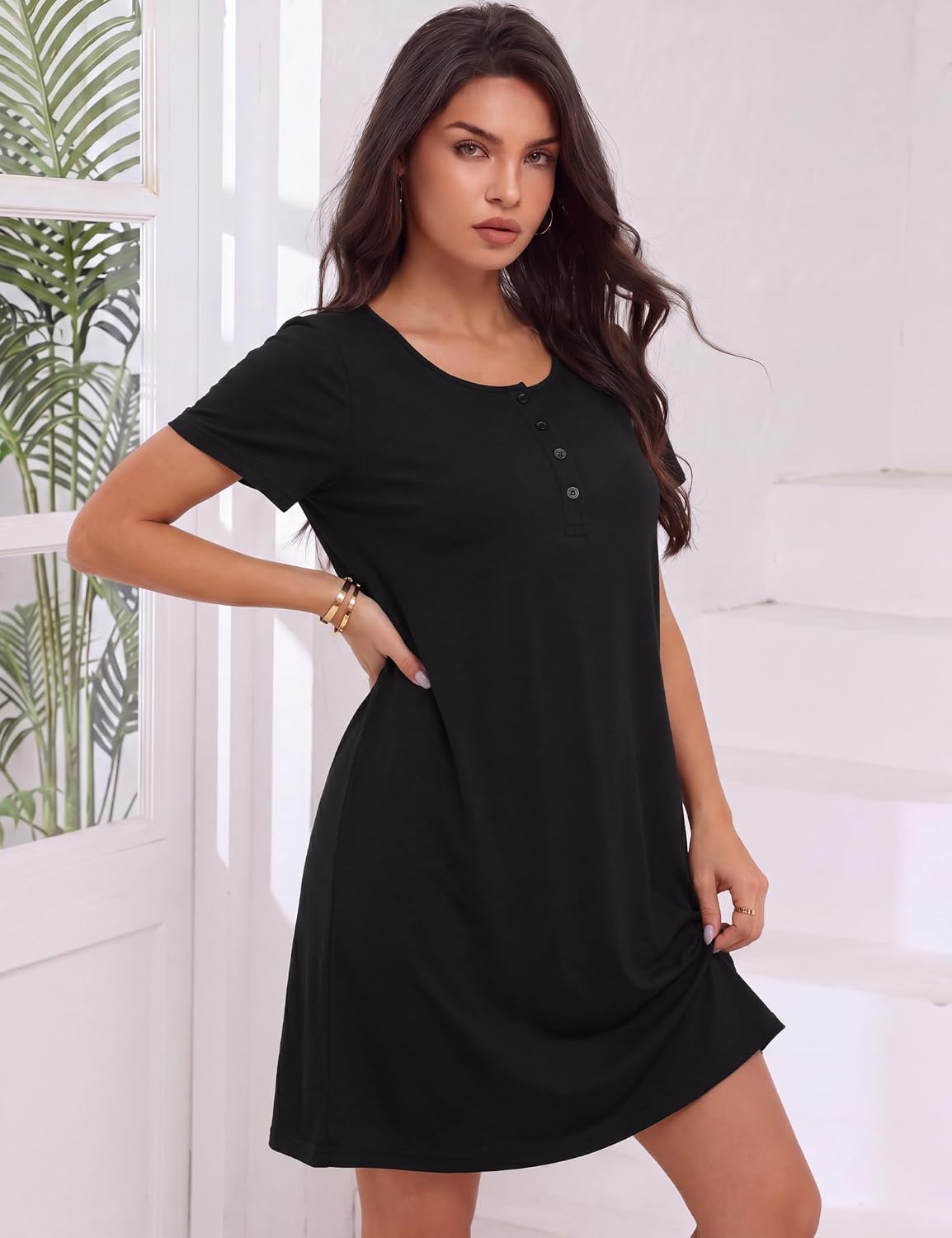 3 Pack Nightgowns for Women Sleep Shirts Pajama Dress with Pockets
