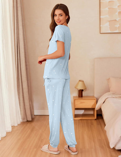 Ekouaer Pajamas for Womens Set Soft 2 Piece Loungewear with Jogger Pants