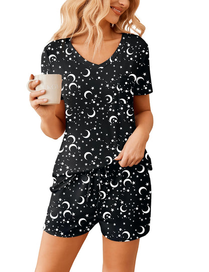Ekouaer Womens Pajama Sets Shorts Soft 2 Piece Lounge Set with Chest Pocket