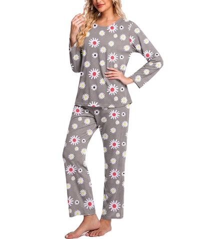 ENJOYNIGHT Womens Pajama Set Cotton Pjs Long Sleeve Sleepwear with Pockets