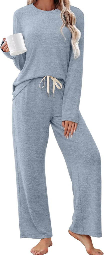 SAMPEEL Pajamas for Women Set Comfy Lounge Sets Two Piece Long Sleeve Cute Pjs Soft Sleepwear Winter Clothing