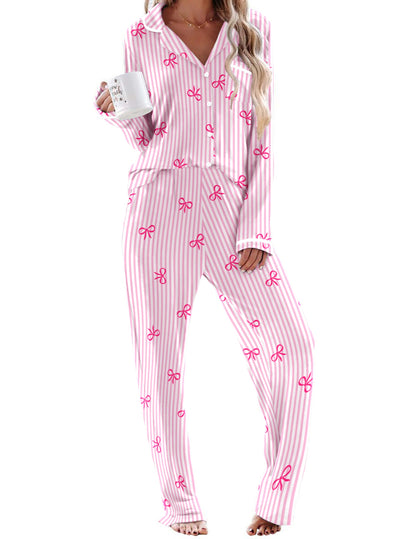 Ekouaer Womens Pajama Sets Long Sleeve Button Down 2 Piece Lounge Set