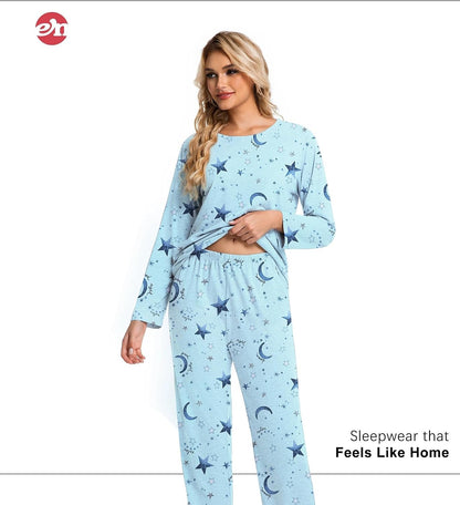 ENJOYNIGHT Womens Pajama Set Cotton Pjs Long Sleeve Sleepwear with Pockets