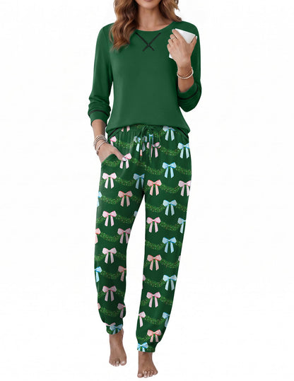 Ekouaer Pajamas for Women Set Long Sleeve Top and Jogger Pants Lounge Sets