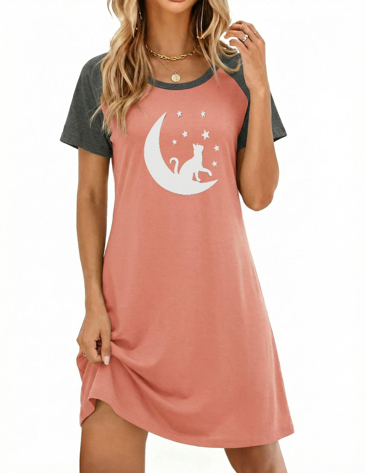 Ekouaer Nightgowns for Women Short Sleeve Night Dress Printed Sleepwear
