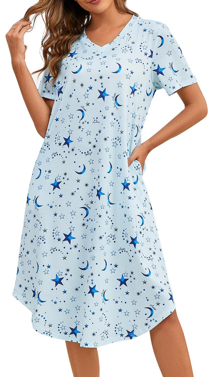 Kabento Womens Short Sleeve Long Nightgowns Sleepwear