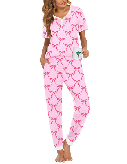 Ekouaer Pajamas for Women Set 2 Piece Short Sleeve Fall Pjs with Pockets