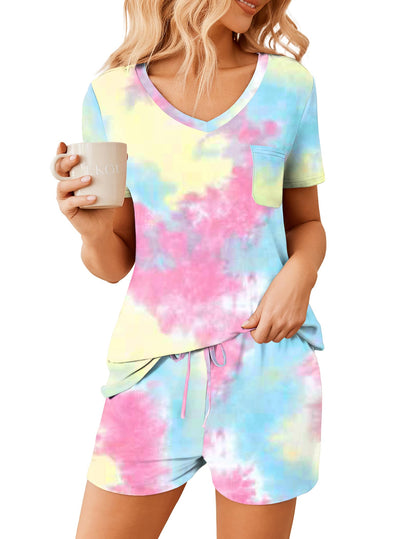 Ekouaer Womens Pajama Sets Shorts Soft 2 Piece Lounge Set with Chest Pocket