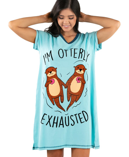 Lazy One Women's Novelty Cotton Nightgown, Cute V-neck Womens Sleep Shirts
