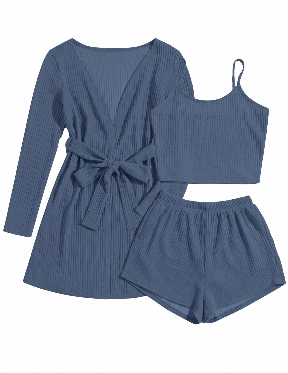 Ekouaer Pajamas for Women Set 3 Piece Soft Waffle Knit Loungewear Outfit