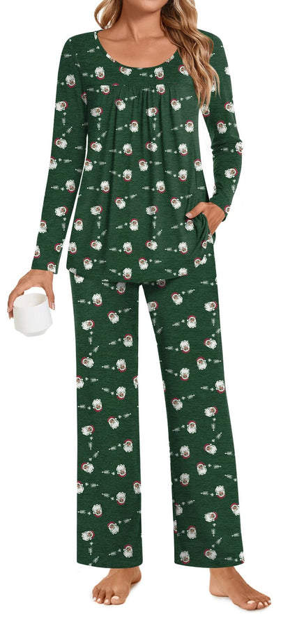 POPYOUNG Womens Pajama Set 2 Pieces Fall Pjs Comfy Sleepwear with Pockets