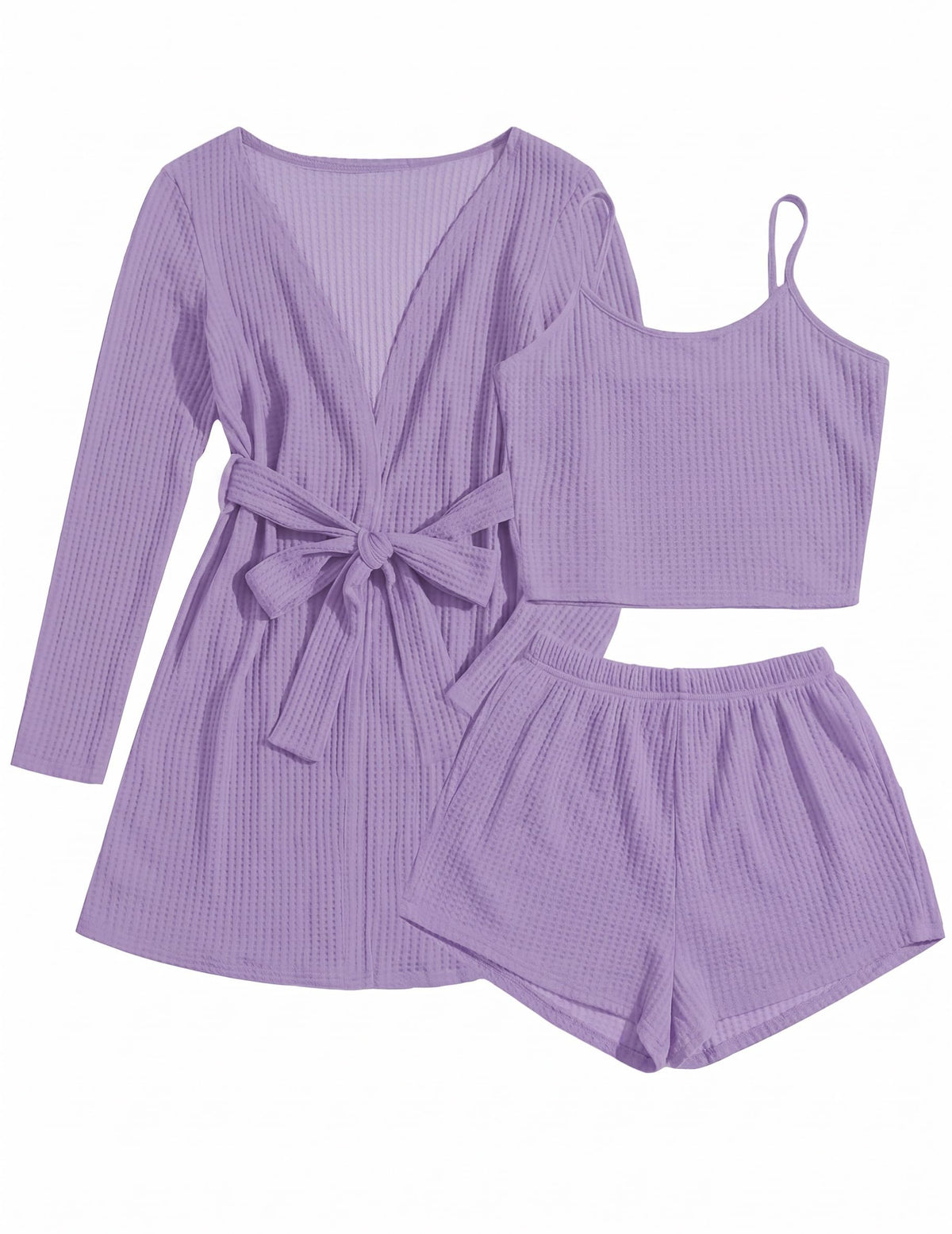 Ekouaer Pajamas for Women Set 3 Piece Soft Waffle Knit Loungewear Outfit