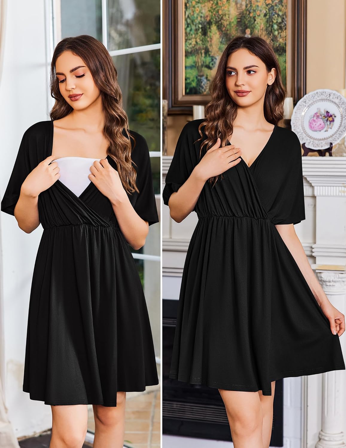 Ekouaer Labor and Delivery Gown Nursing Nightgown Birthing Pajamas Dress