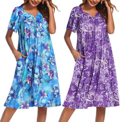 Ekouaer 2 Pack House Dresses for Women with Pockets Short Sleeve Moo Moos