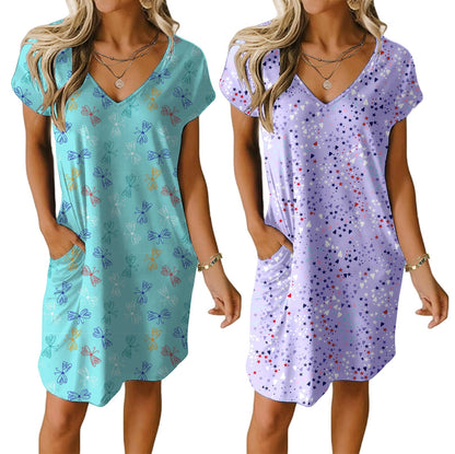 Ekouaer Womens 2 Pack Nightgown with Pockets Short Sleeve Night Shirts