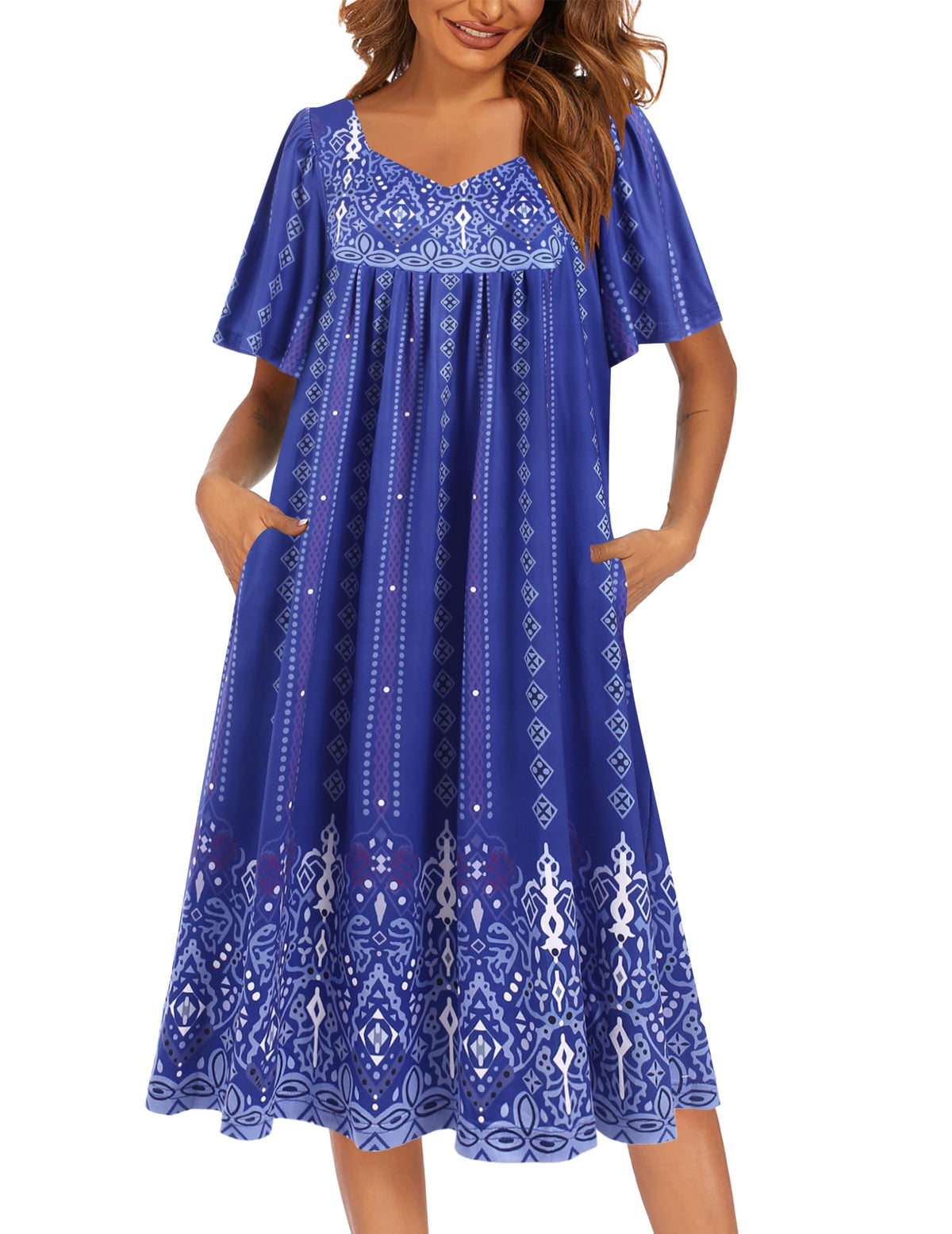 Ekouaer Womens Nightgown House Dress with Pockets Short Sleeve Moo Moos
