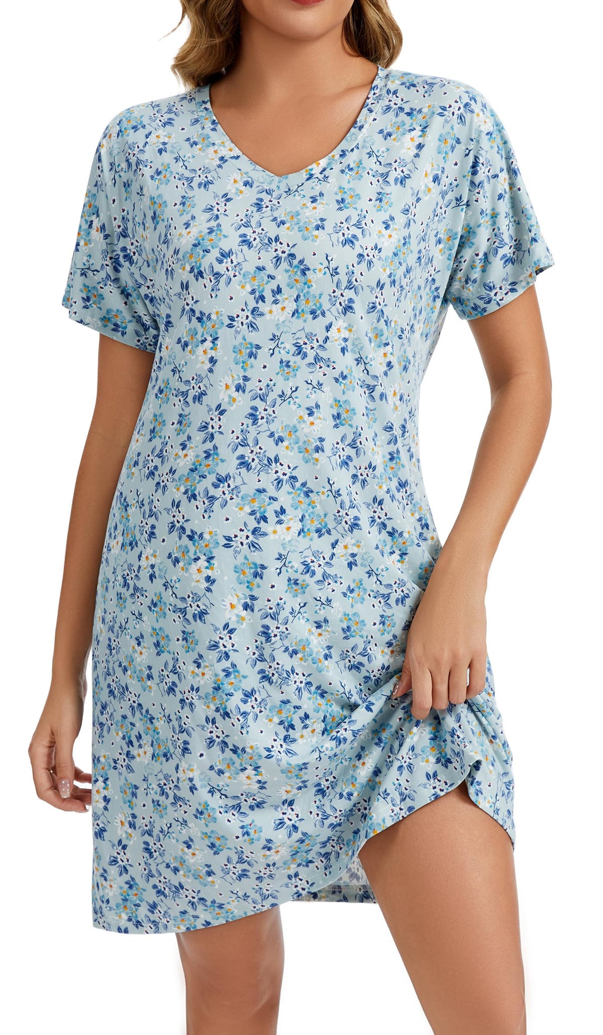 Nightgowns for Women Soft Cotton Sleep Shirts Short Sleeve Sleepwear