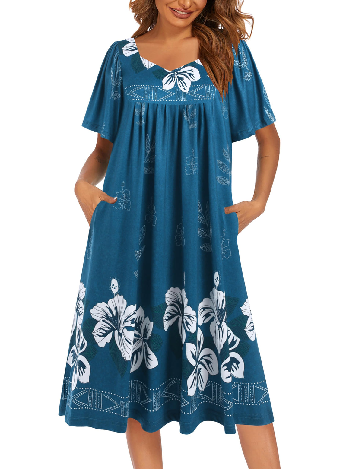 Ekouaer Womens Nightgown House Dress with Pockets Short Sleeve Moo Moos