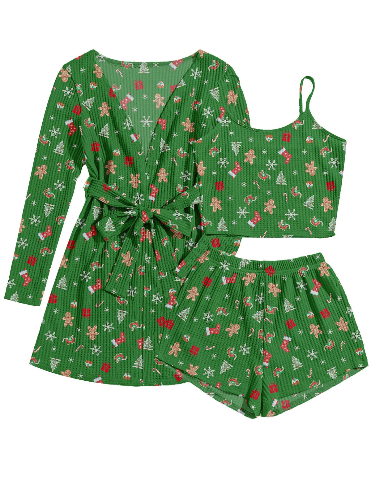 Ekouaer Pajamas for Women Set 3 Piece Soft Waffle Knit Loungewear Outfit